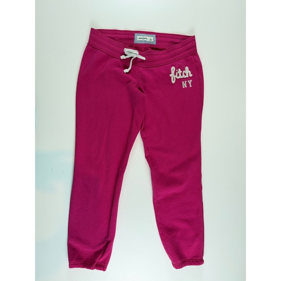 abercrombie kids Other - Abercrombie Kids Pink Fitch NY Logo Jogger Sweatpants Girls Size L Large